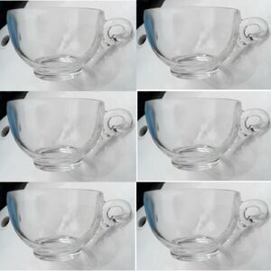 Vintage Set of 6 Hazel-Atlas Parti-Ade Art Decor Clear Wing Handle Cups 3.5”